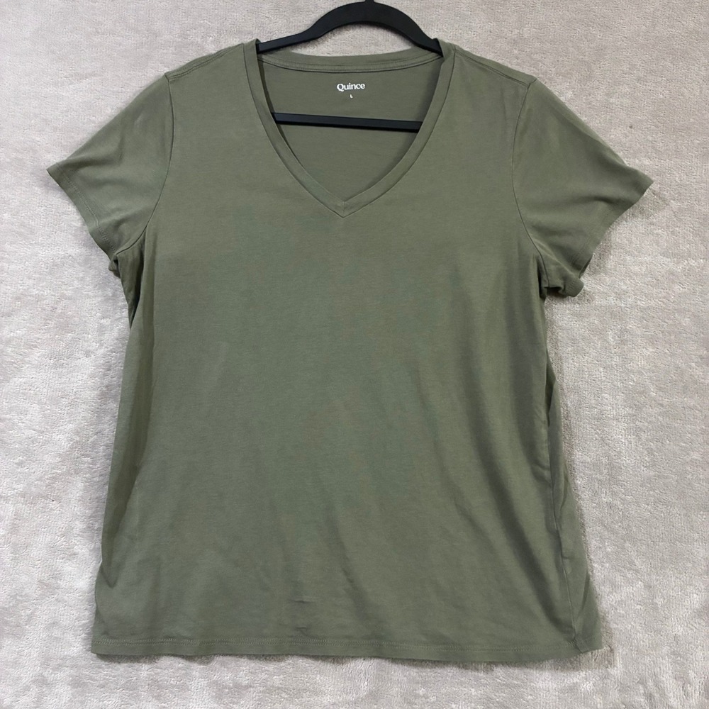 Quince V Neck Tee Large Basic Minimalist Capsule Earthy Neutral  Cotton Modal